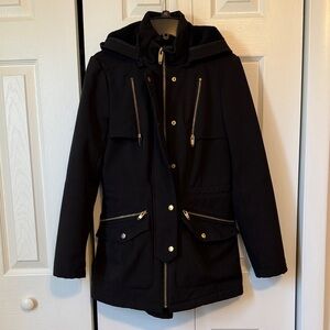 Via Spiga Black soft shell Jacket with Gold Accents